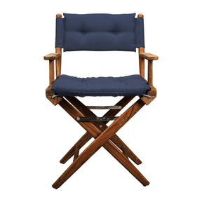 Directors Chair With Navy Cushions - Oiled Finish - 61042